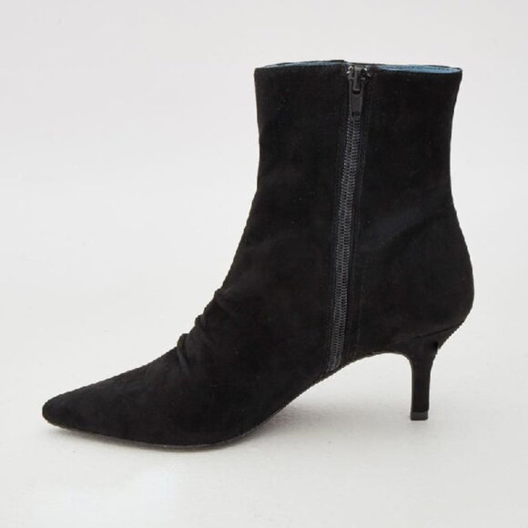 Jaggar Black Pleated Suede Kitten Heel Boots Bootie NIB 39/40 - Picture 6 of 16